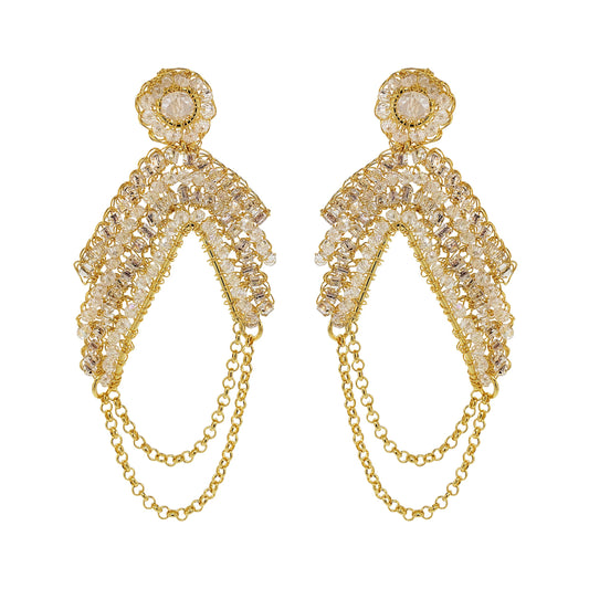 Clear & Gold Freya Maxi Handmade Crochet Earrings