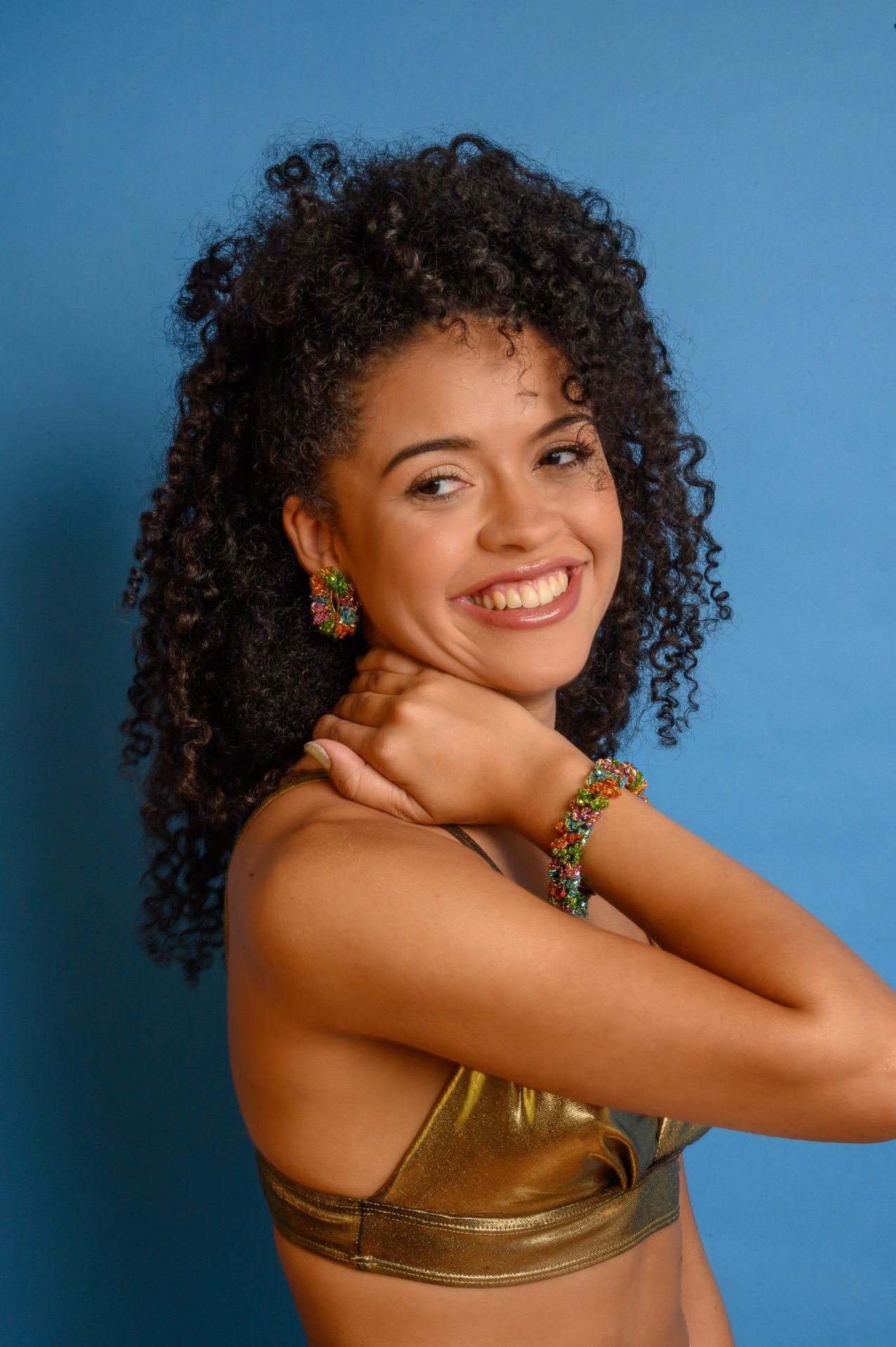 Multi & Gold Roxy Handmade Crochet Earrings