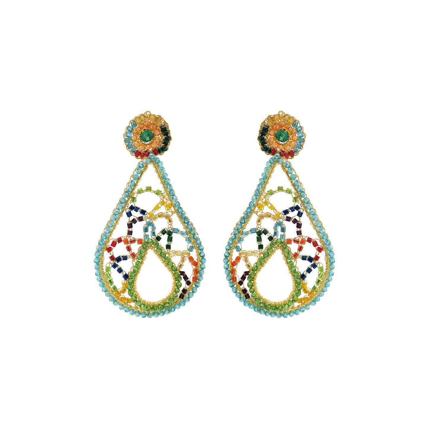 Multi & Gold Mix Petra Handmade Crochet Earrings