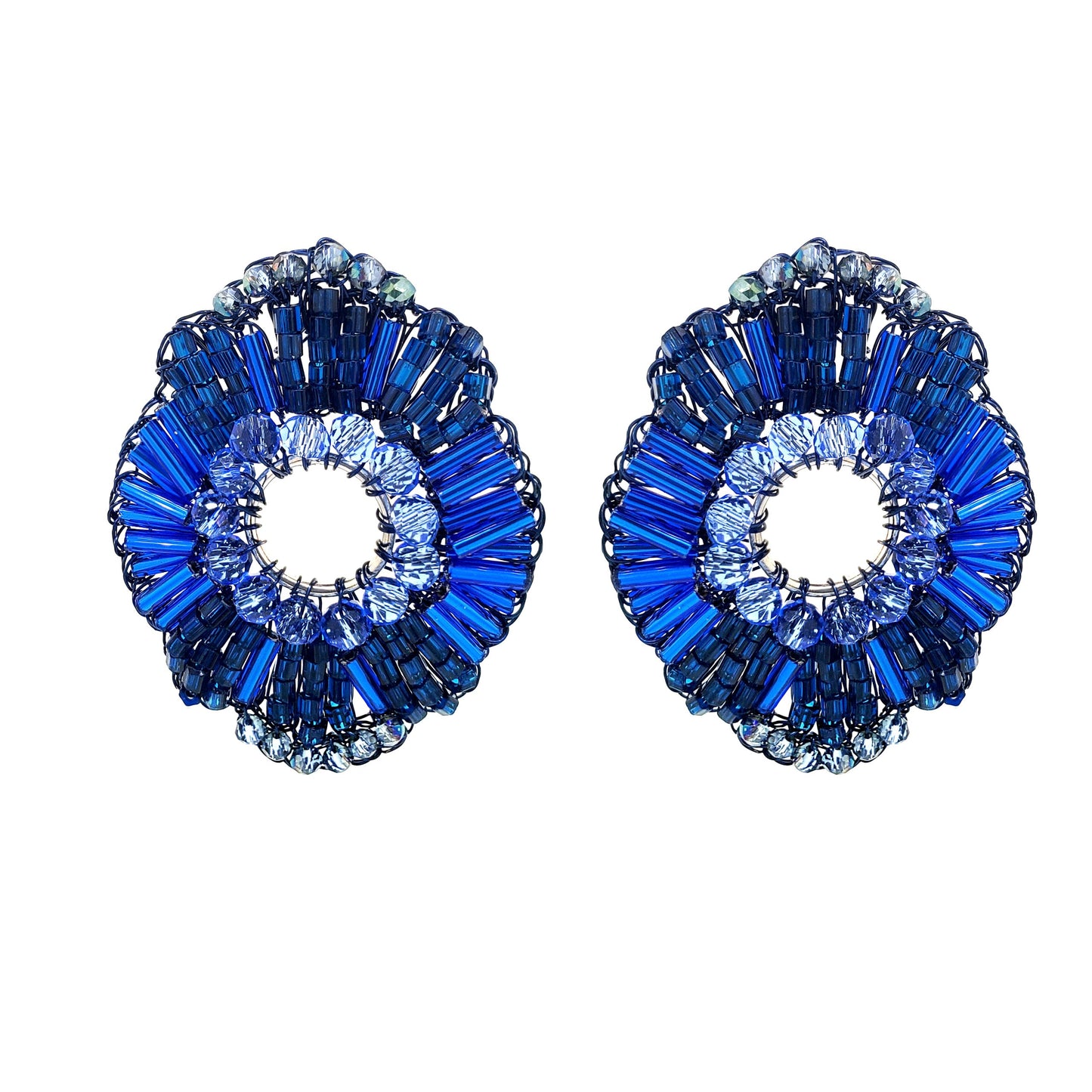 Royal Blue Mix Rooks Handmade Crochet Earrings
