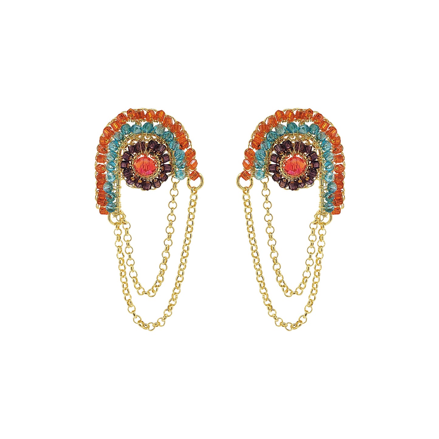 Multi & Gold Freya Handmade Crochet Earrings