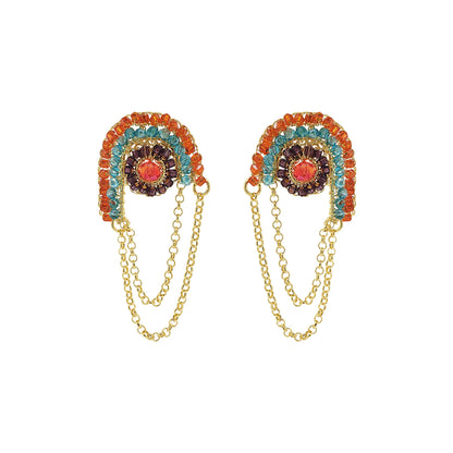 Multi & Gold Freya Handmade Crochet Earrings