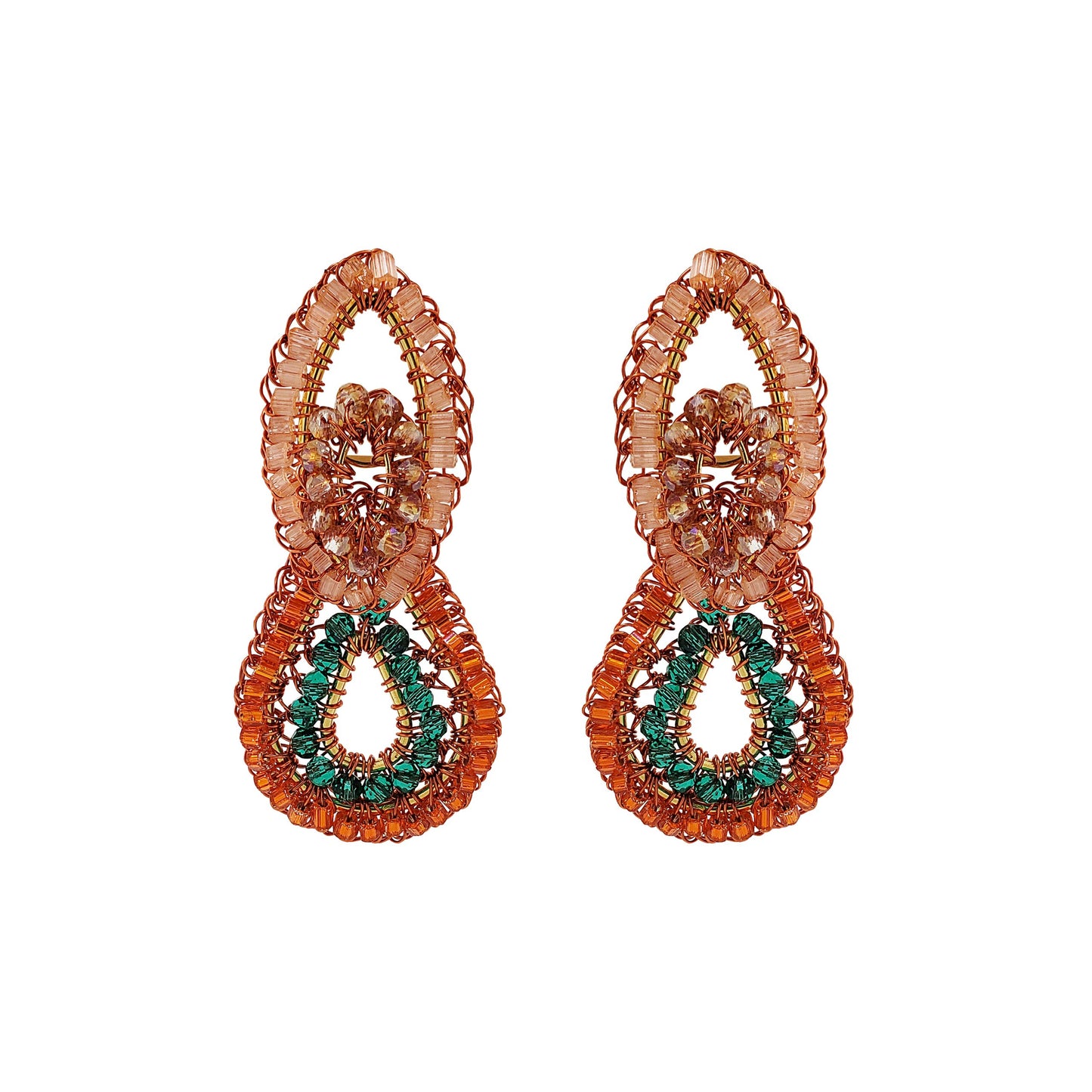 Mystic Amber Mix Kali Handmade Crochet Earrings