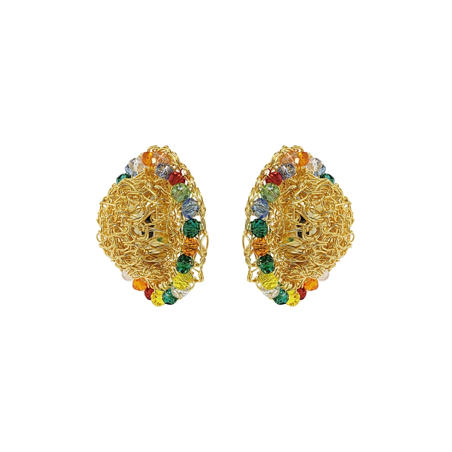 Multi & Gold Disco Posts Handmade Crochet Earrings