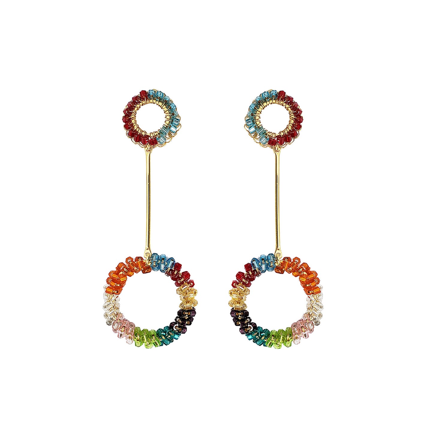 Multi & Gold Bowie Handmade Crochet Earrings