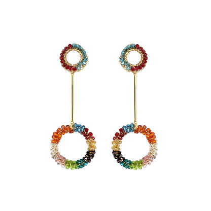 Multi & Gold Bowie Handmade Crochet Earrings