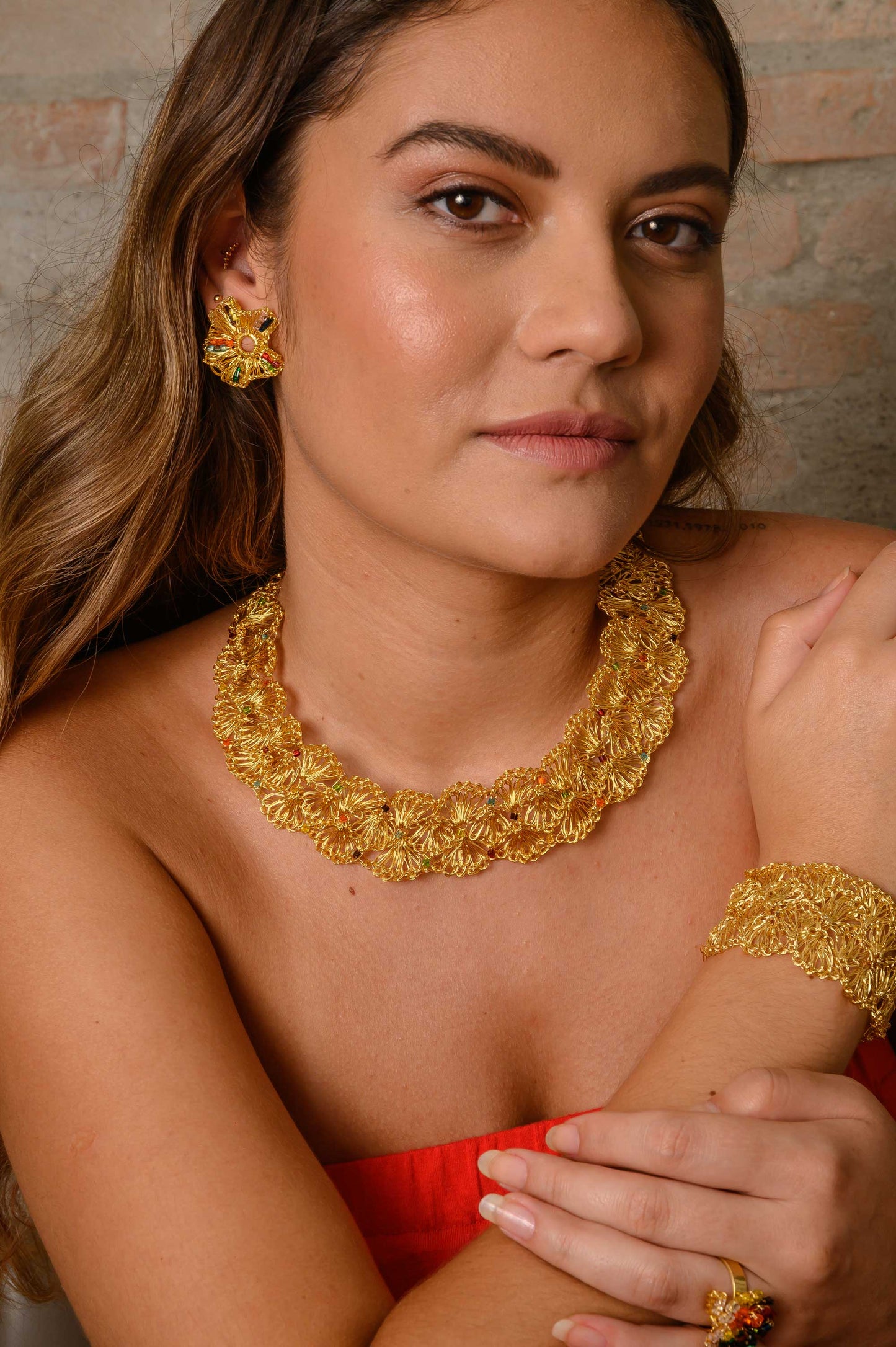 Pearl & Gold Shells Handmade Crochet Necklace