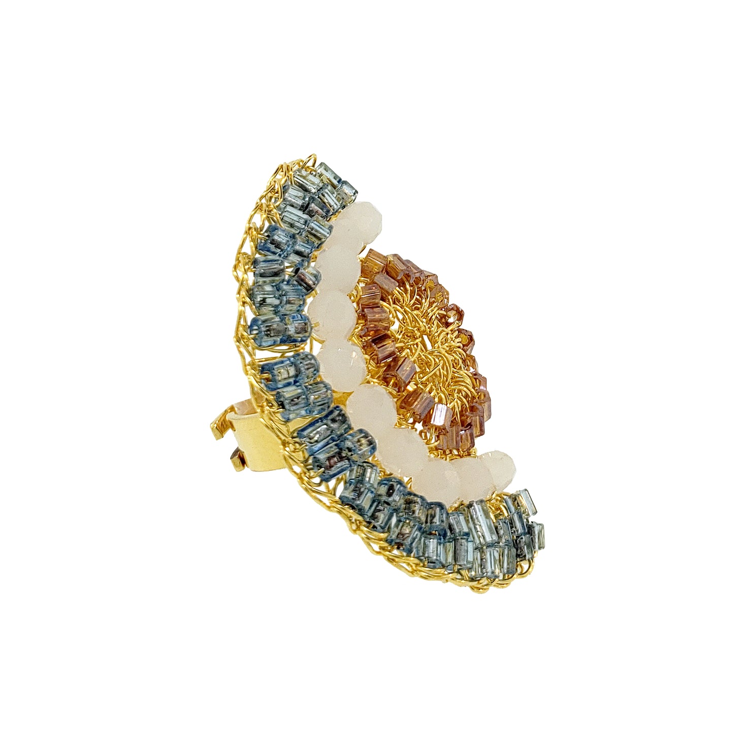 Seafoam Blue Mix Althea Handmade Crochet Ring