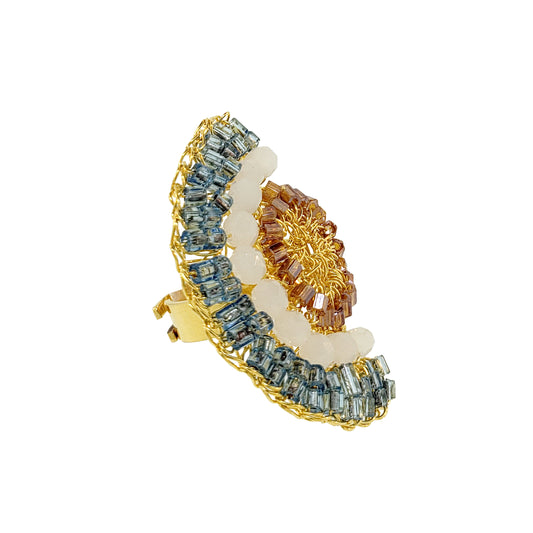 Seafoam Blue Mix Althea Handmade Crochet Ring
