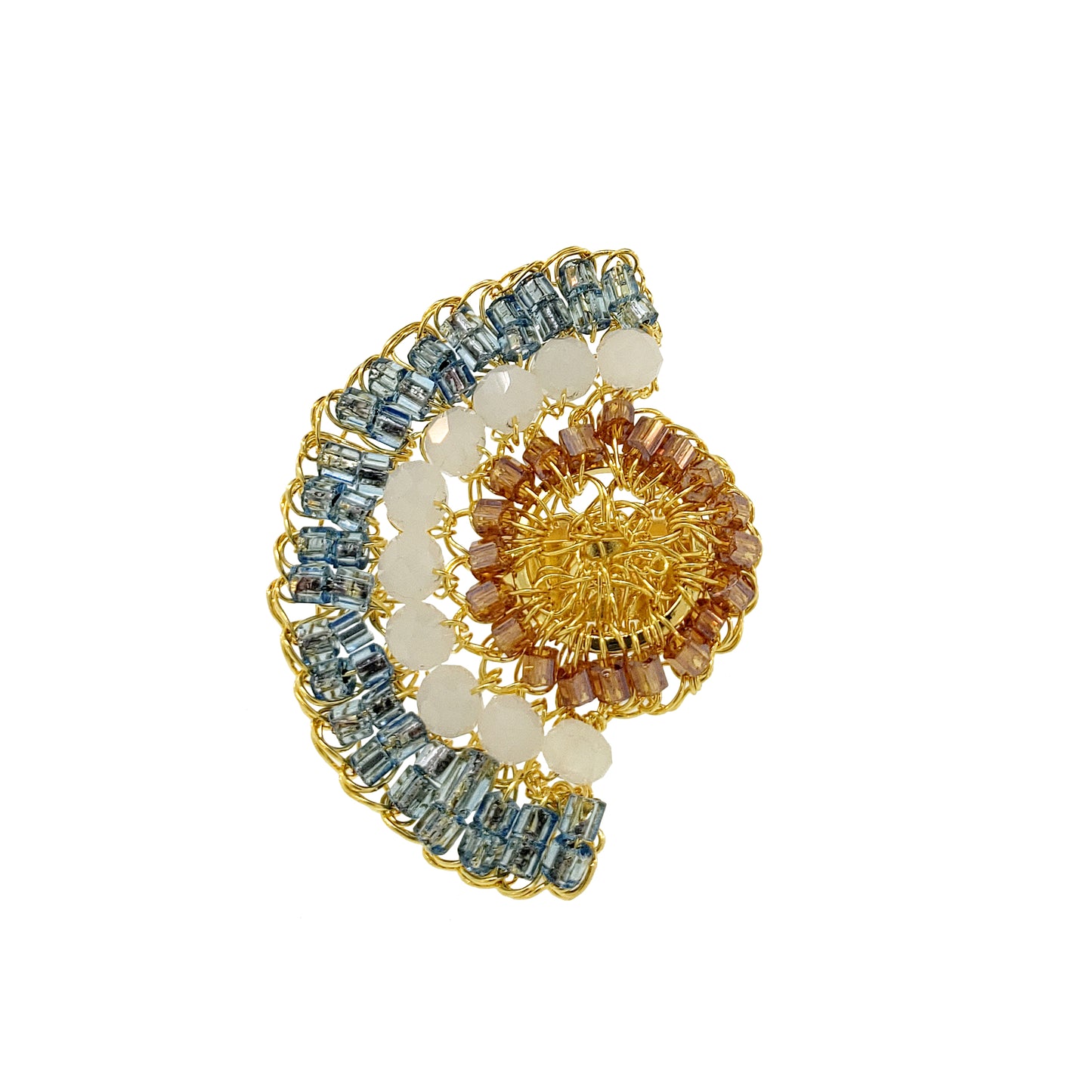 Seafoam Blue Mix Althea Handmade Crochet Ring