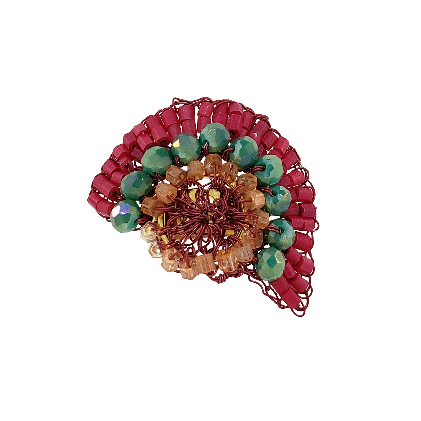 Sunset Coral Mix Althea Handmade Crochet Ring