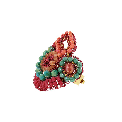 Sunset Coral Mix Althea Maxi Handmade Crochet Ring