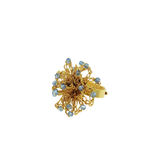Blue & Gold Sprinkle Handmade Ring
