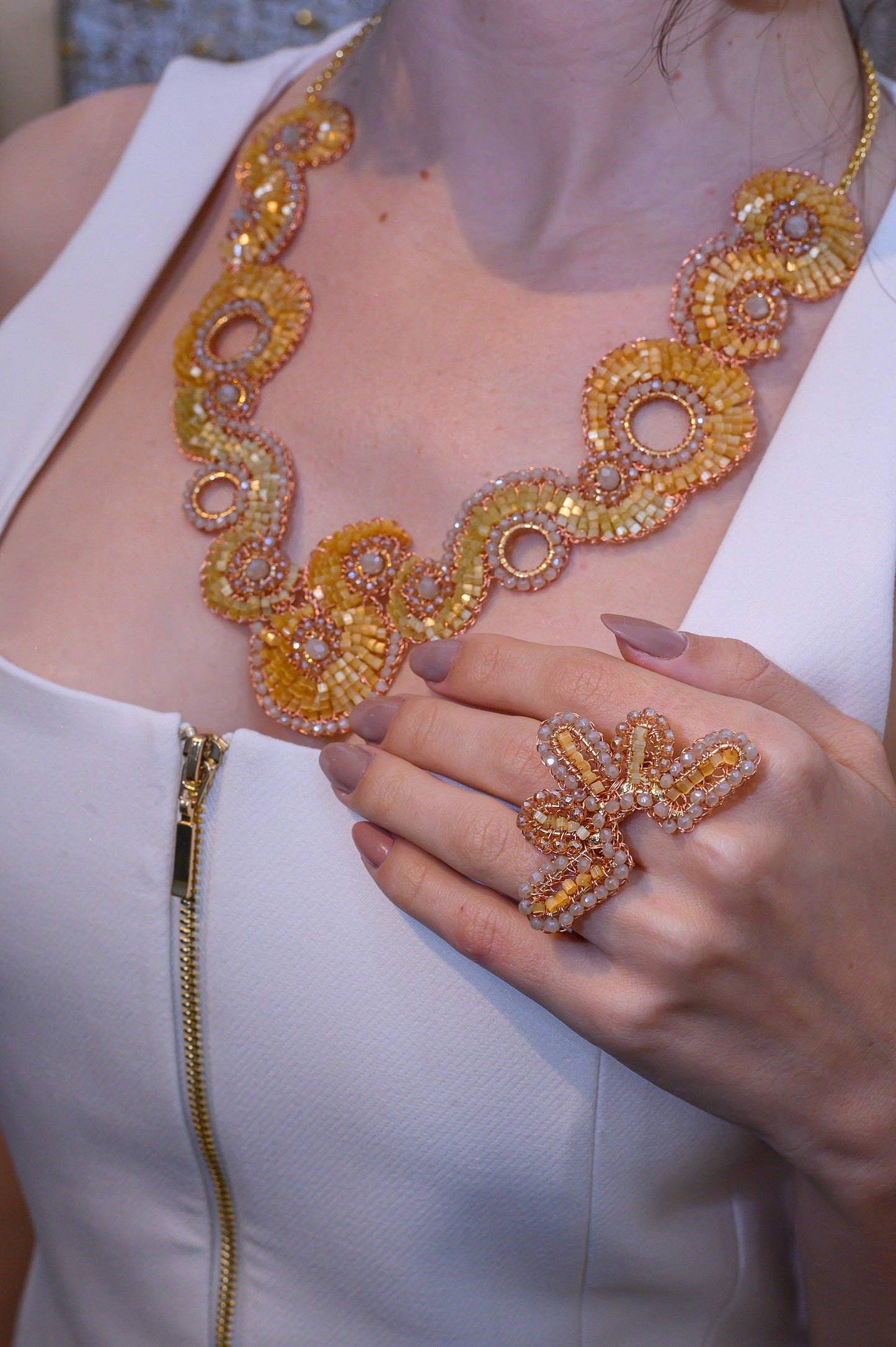 Butter Yellow Mix Triton Maxi Handmade Necklace