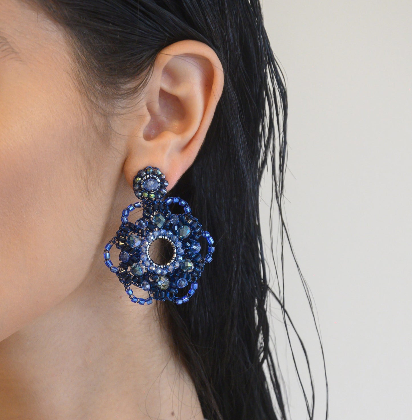 Royal Blue Mix Blitz Handmade Crochet Earrings