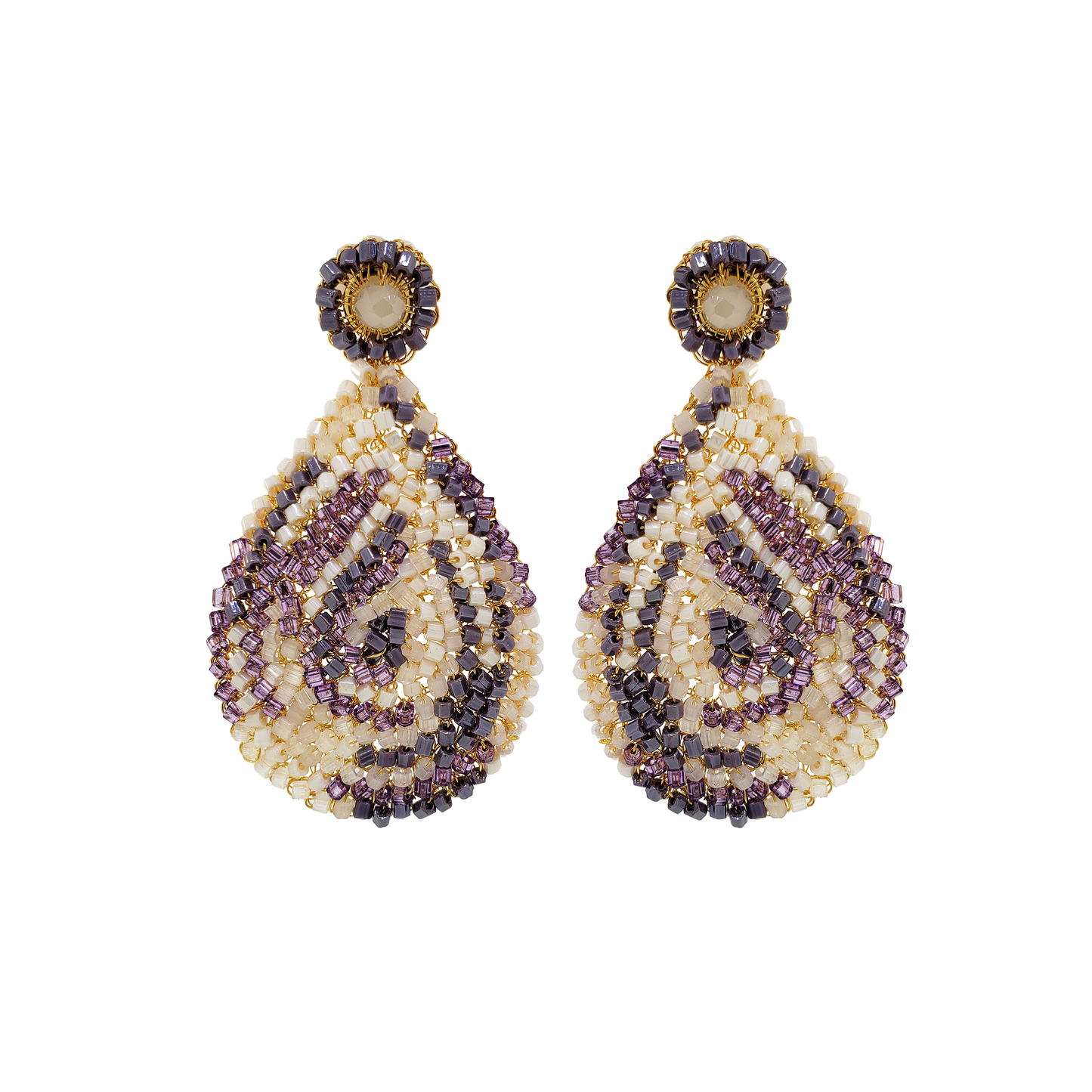 Lilac & White Mix Aria Handmade Earrings