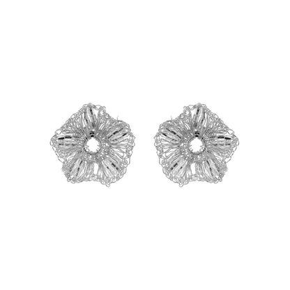 Clear & Silver Gaia Post Handmade Crochet Earrings