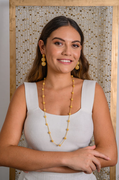All Gold Spheres Trio Handmade Crochet Earrings