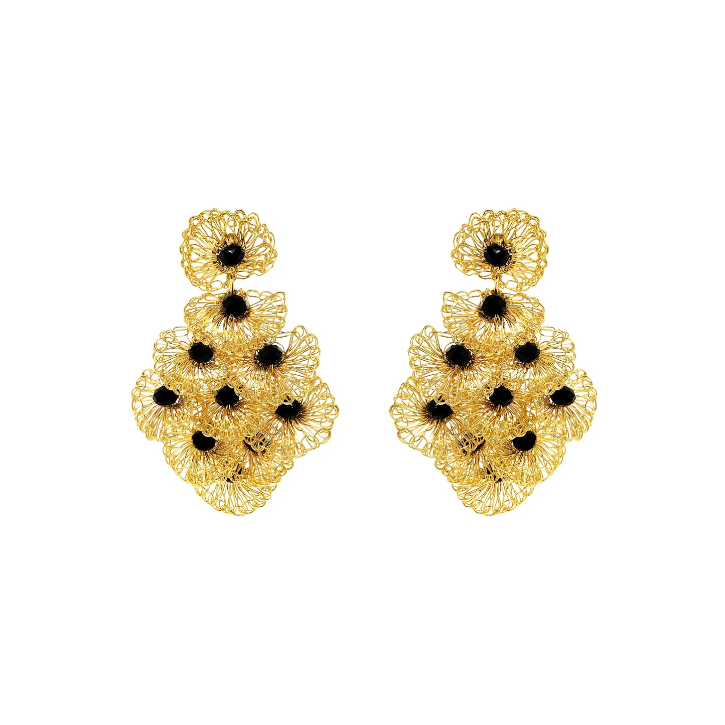 Black & Gold Shells Handmade Crochet Earrings