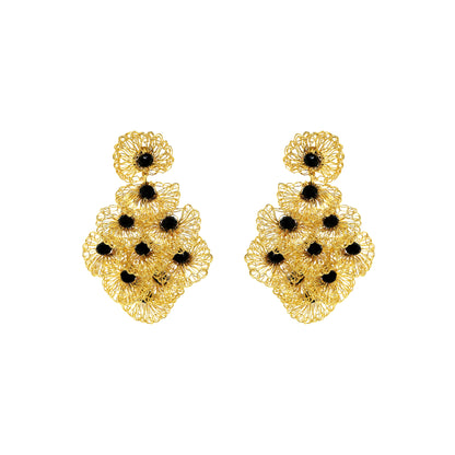 Black & Gold Shells Handmade Crochet Earrings