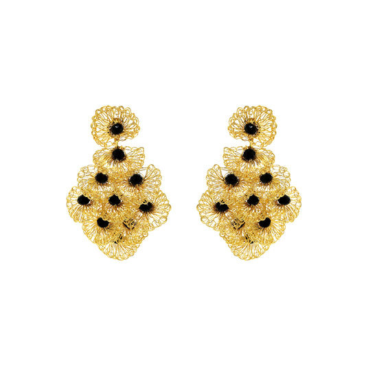 Black & Gold Shells Handmade Crochet Earrings