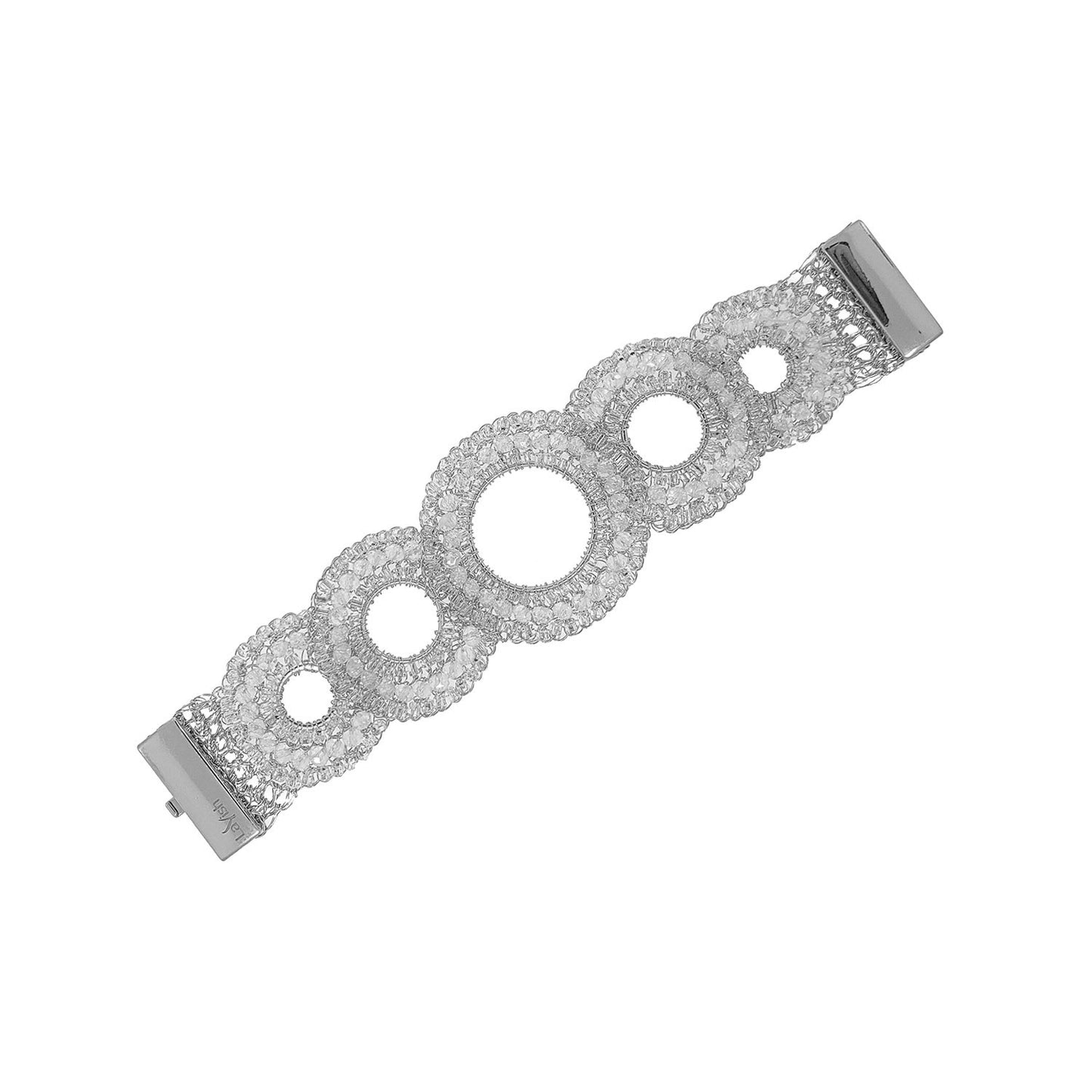 Clear & Silver Gush Handmade Crochet Bracelet