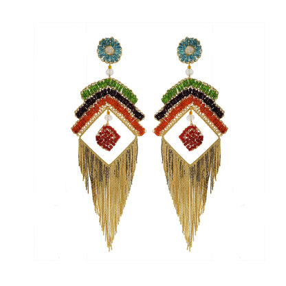 Multi & Gold Mix Fergie Chandelier Handmade Earrings