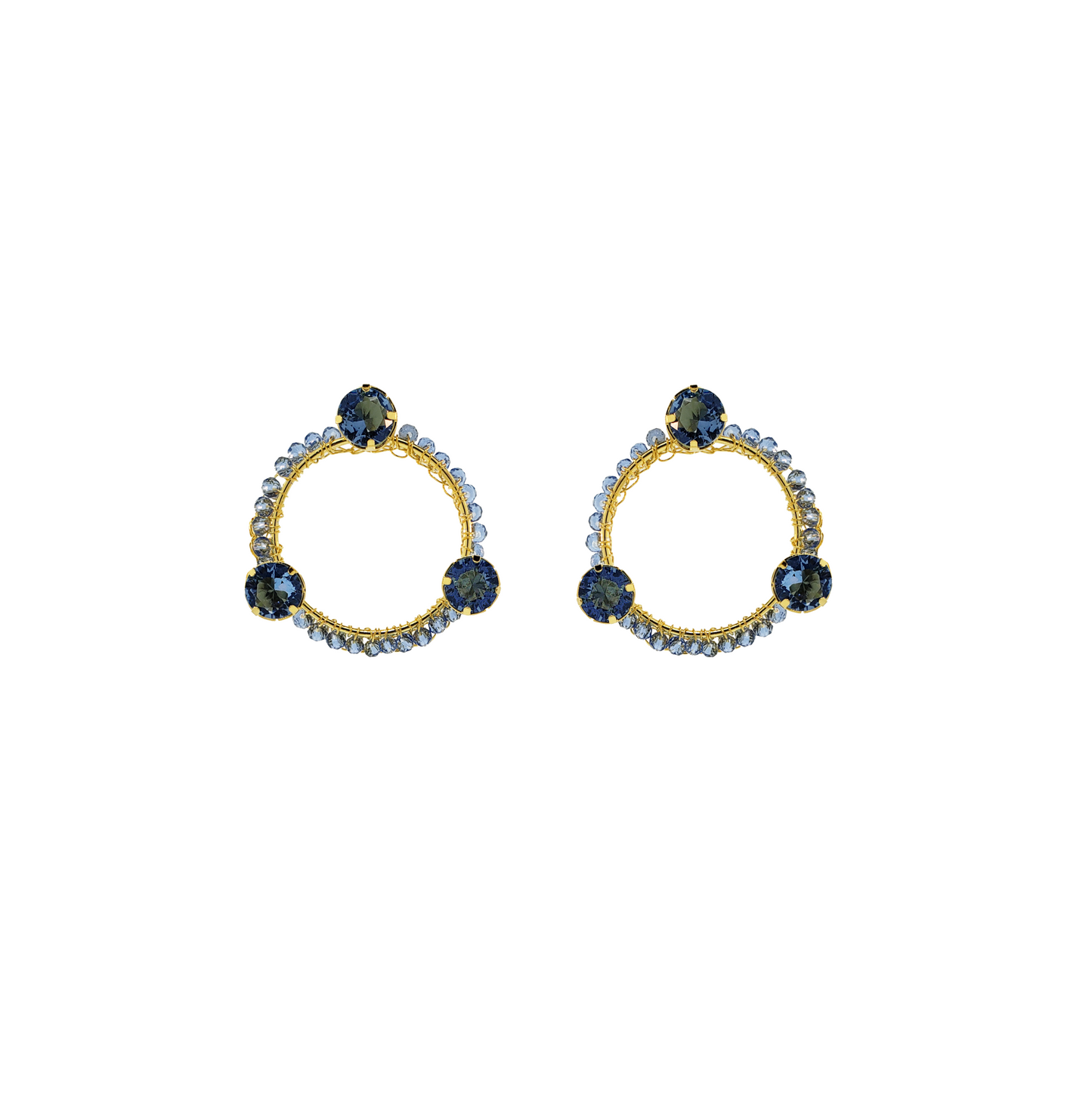Sapphire & Gold Prisma Maxi Open Posts Handmade Earrings