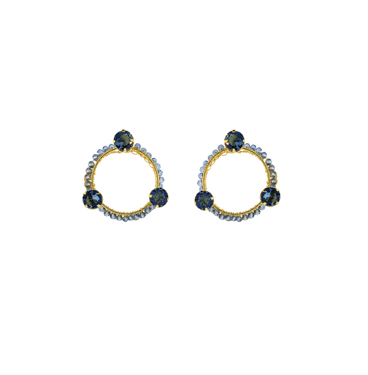 Sapphire & Gold Prisma Maxi Open Posts Handmade Earrings