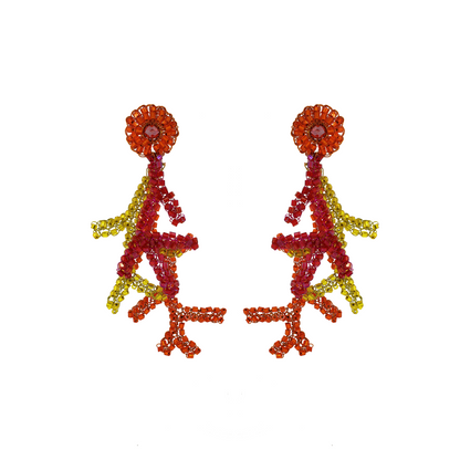 Neon Pink Mix Coral Handmade Crochet Earrings