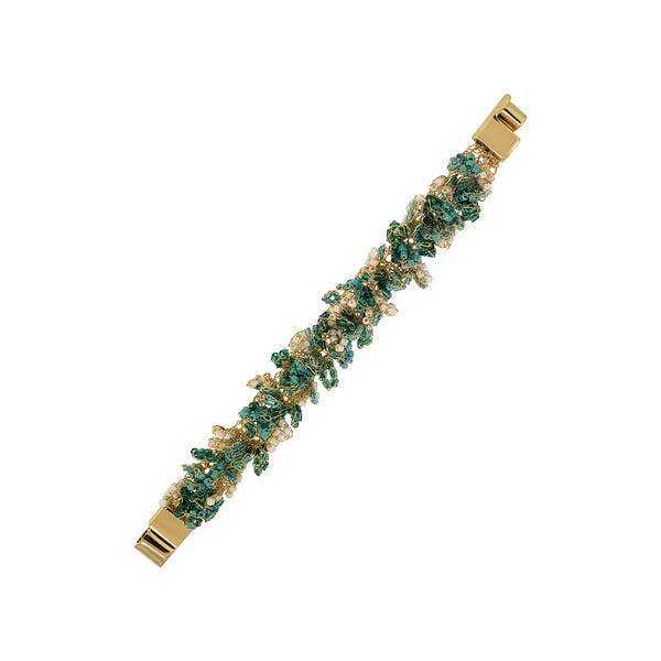 Ocean Teal Mix Drizzle Handmade Crochet Bracelet