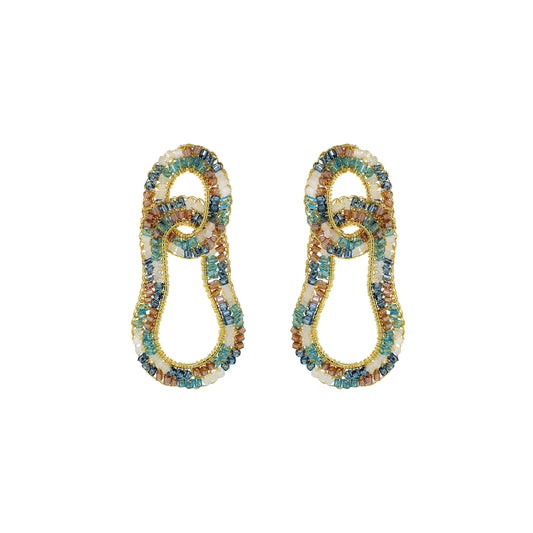 Seafoam Blue Mix Artemis Duo Handmade Crochet Earrings