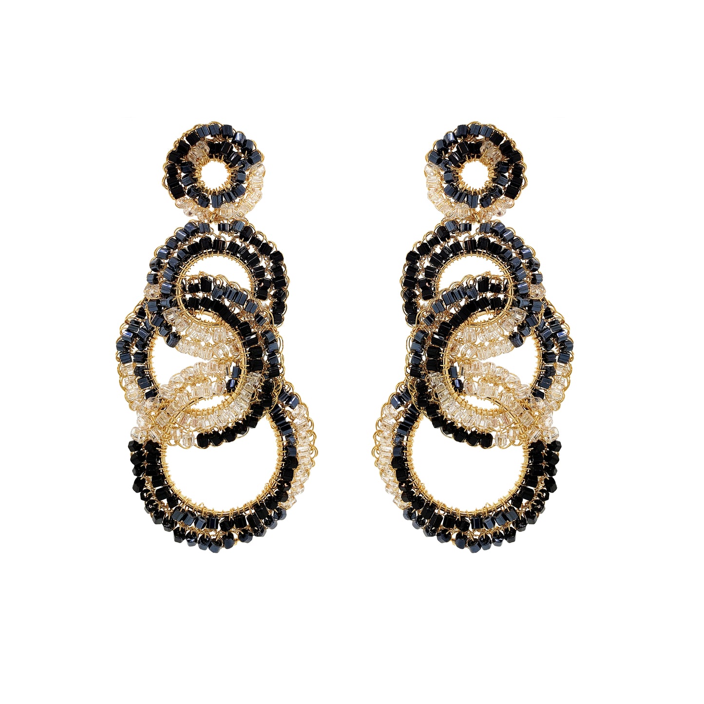 Black Mix Artemis Trio Handmade Crochet Earrings