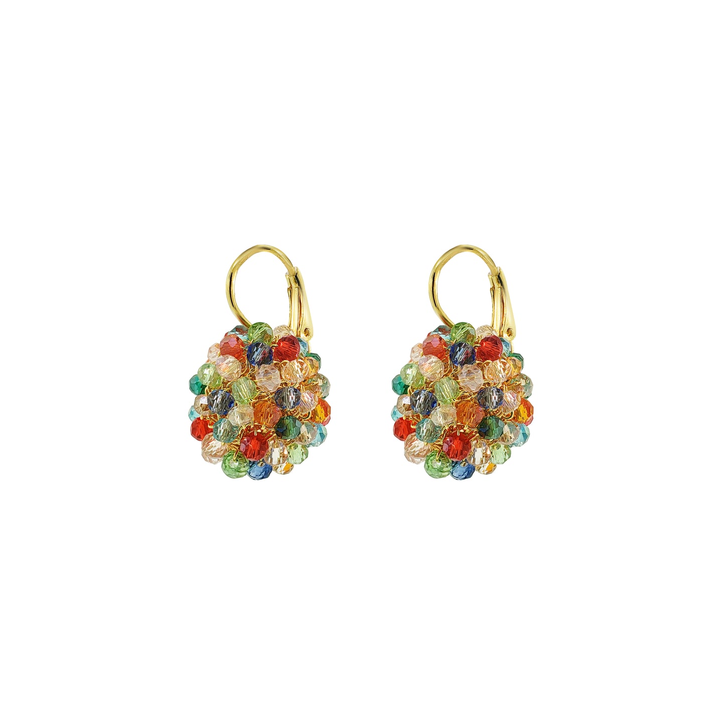 Multi & Gold Mini Crystal Sphere Handmade Earrings