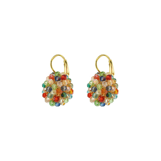 Multi & Gold Mini Crystal Sphere Handmade Earrings