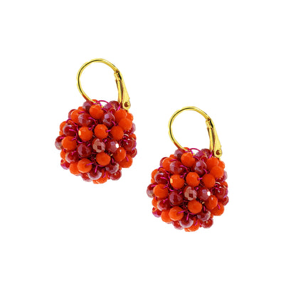 Neon Fuchsia Mix Mini Crystal Sphere Handmade Earrings