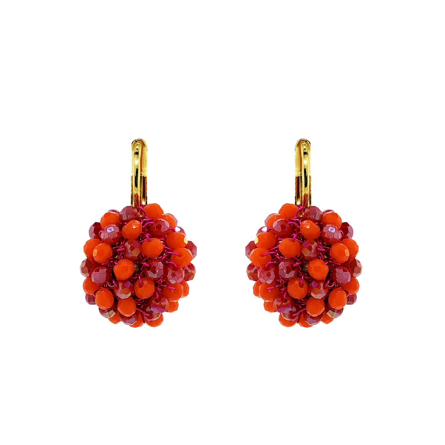 Neon Fuchsia Mix Mini Crystal Sphere Handmade Earrings