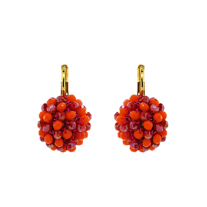 Neon Fuchsia Mix Mini Crystal Sphere Handmade Earrings