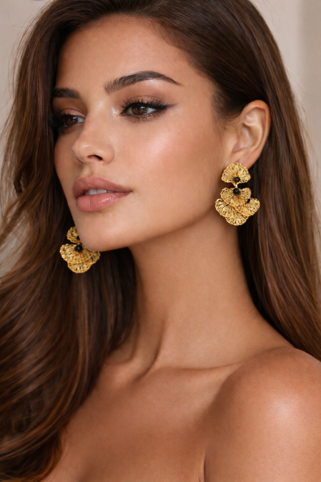 Black & Gold Shells Mini Handmade Crochet Earrings