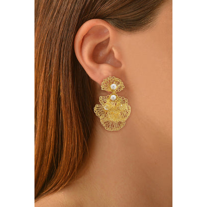 Black & Gold Shells Mini Handmade Crochet Earrings