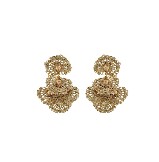 Vintage Gold Shells Mini Handmade Crochet Earrings
