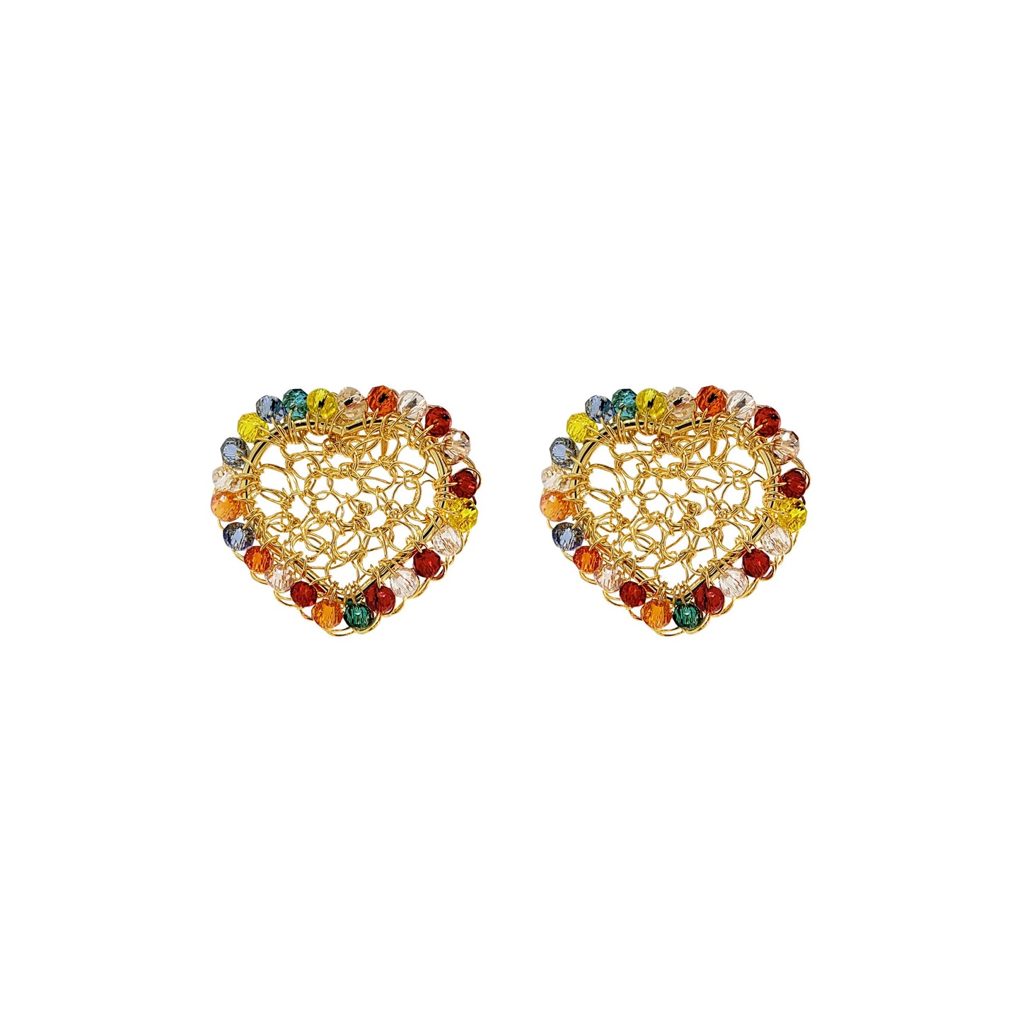 Multi & Gold Amour Mini Posts Handmade Crochet Earrings