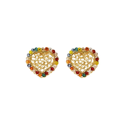 Multi & Gold Amour Mini Posts Handmade Crochet Earrings