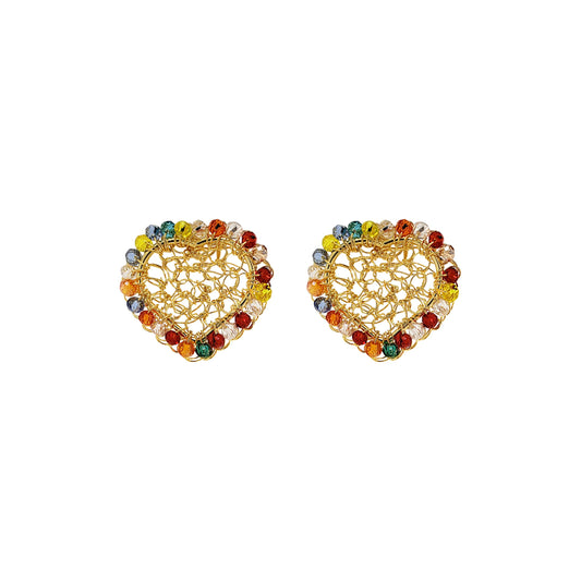 Multi & Gold Amour Mini Posts Handmade Crochet Earrings