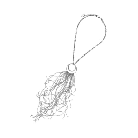 All Silver Rays Handmade Crochet Long Necklace