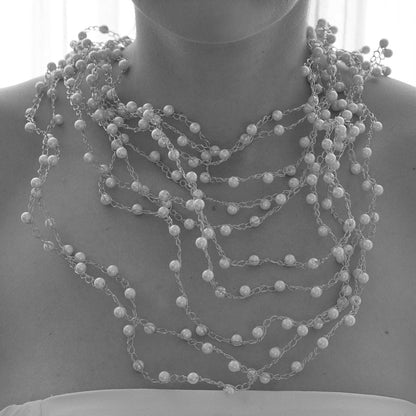 Multi & Gold Multi-Strings Handmade Crochet Necklace