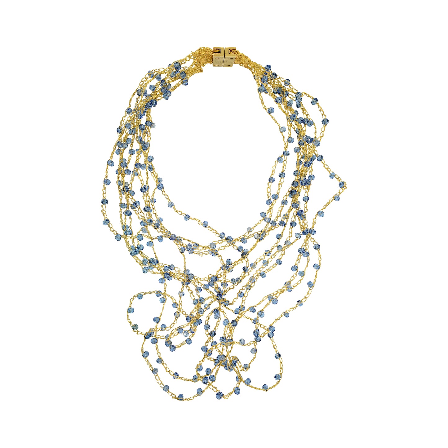 Blue & Gold Multi-Strings Handmade Crochet Necklace