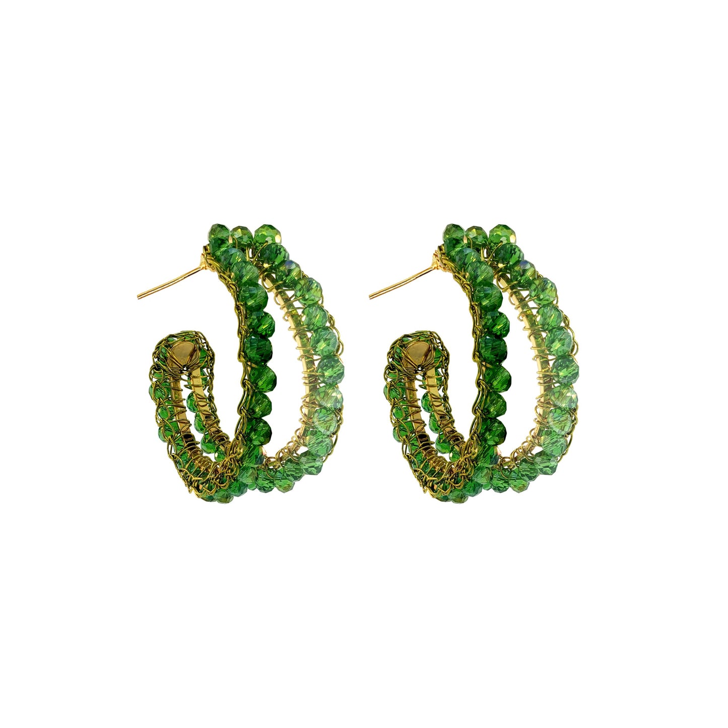 Leaf Green Nina Maxi Handmade Crochet Double Hoops