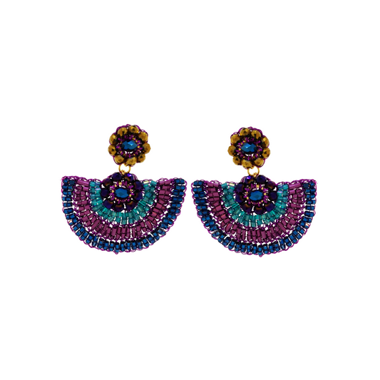 Purple Mix Half Mandala Handmade Crochet Earrings
