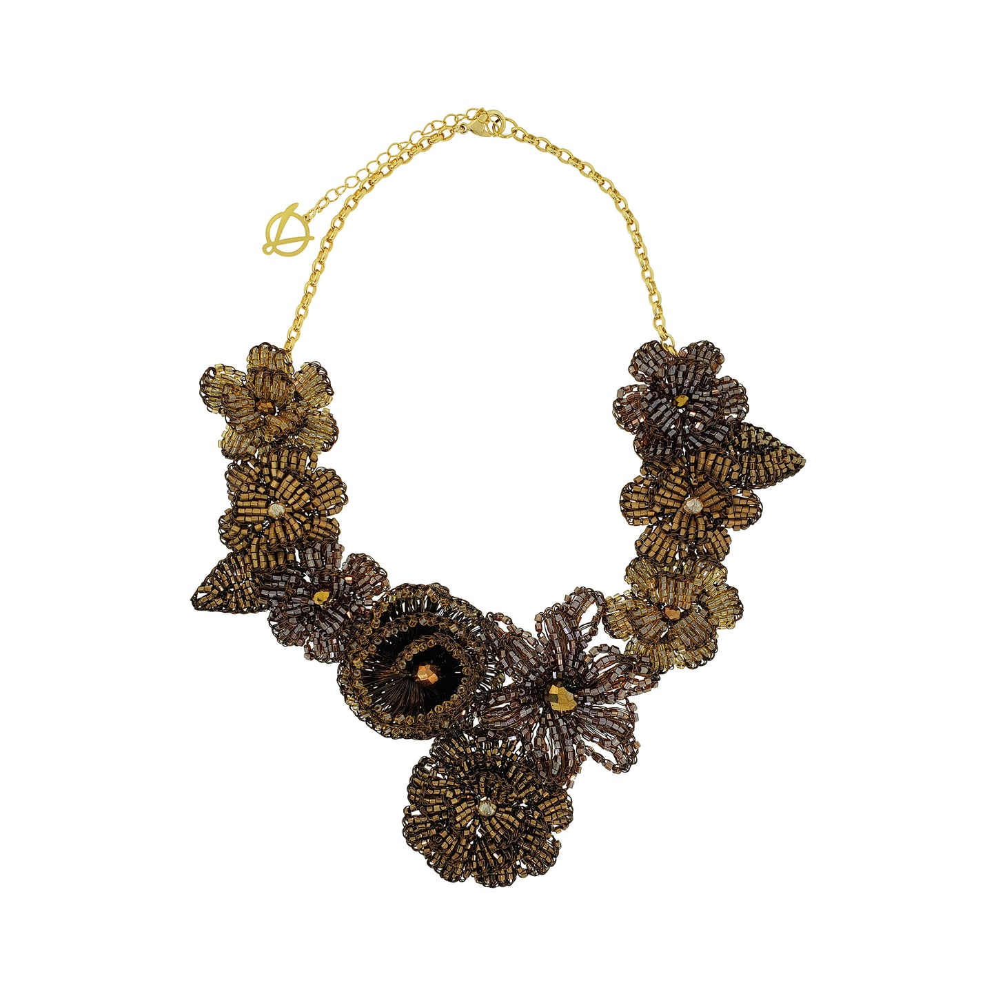 Sephia Mix Blossom Handmade Crochet Necklace